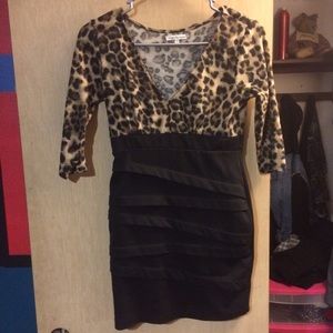 Black and leopard print dress