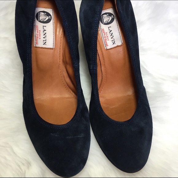Lanvin Navy Suede Wedge Heel - Picture 2 of 3