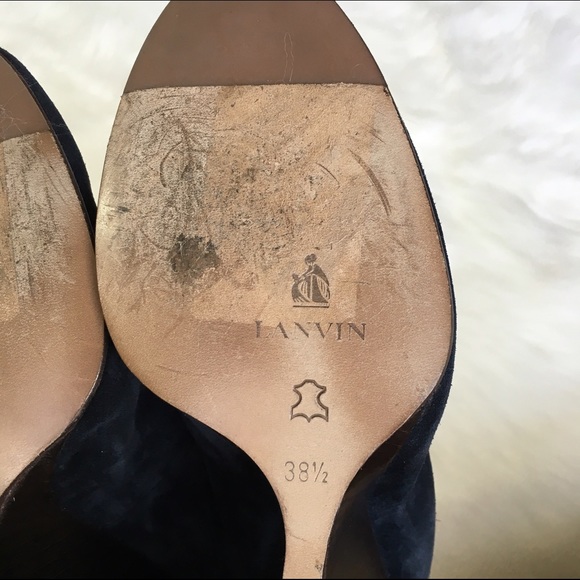Lanvin Navy Suede Wedge Heel - Picture 3 of 3