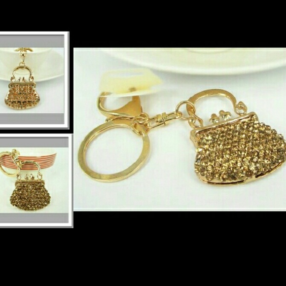 **Gold shimming** purse charm*Rhinestones too cute