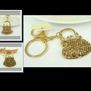 **Gold shimming** purse charm*Rhinestones too cute