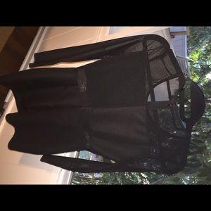 Sheer sleeved black body-con dress