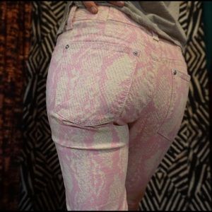 DL1961 Premium Denim pink snakeskin print pants