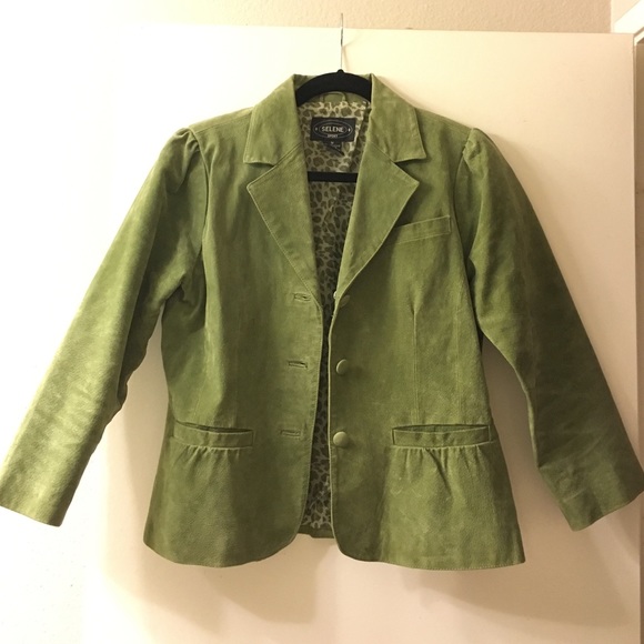 Cute green blazer style leather jacket by Selene - Picture 1 of 4