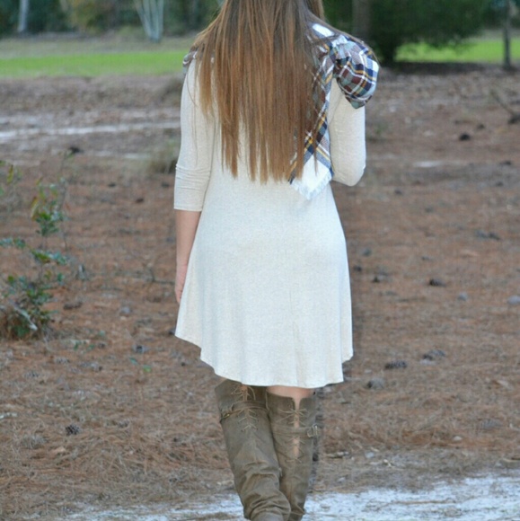 << Oatmeal Color hi low Dress >> - Picture 2 of 2