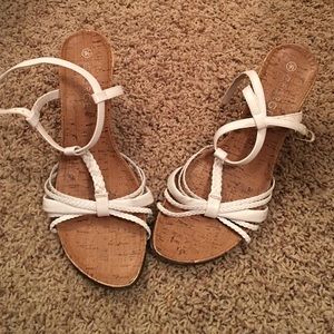 White strappy high heels