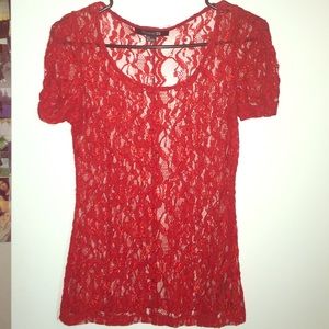 Red lace top