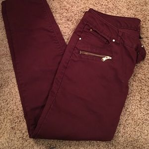 Maroon skinny jeans