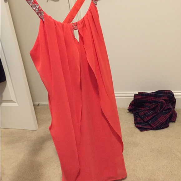 short, flowing, red-orange dress (juniors 5/6) - Picture 2 of 3