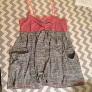 Pink and grey cutesy flowy tank top.