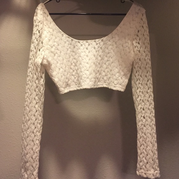 Nasty Gal Tops Cream Long Sleeve Crop Top Poshmark