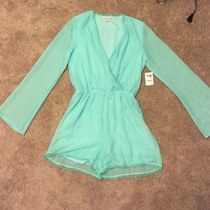 Mint long sleeve romper