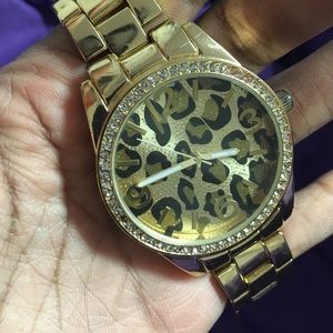 Leopard Print Gold Watch