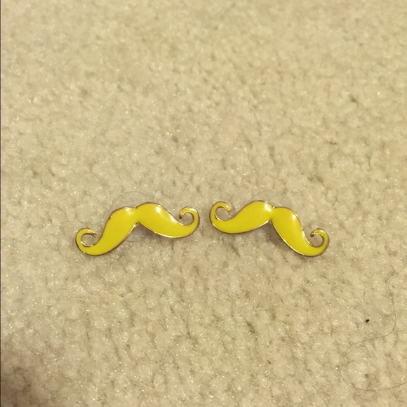Yellow mustache earrings