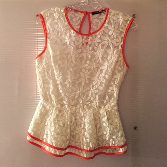 White Floral Peplum Tank