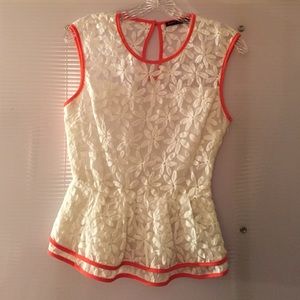 White Floral Peplum Tank