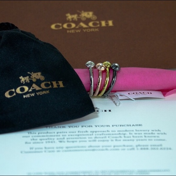 Coach 4 Pavé Stacking Rings Set 3 x HP - Picture 3 of 4