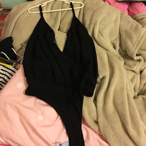 Black vneck one piece