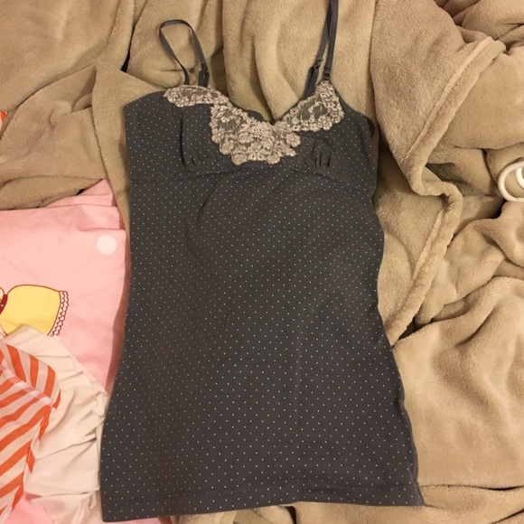 Lace polka dot tank top