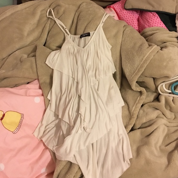 White ruffle tank top
