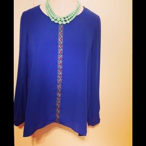 Blue blouse with tribal accent!