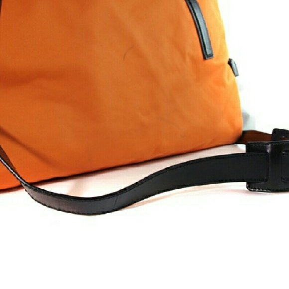 GUCII ORANGE LEATHER CANVUS BAG - Picture 2 of 4