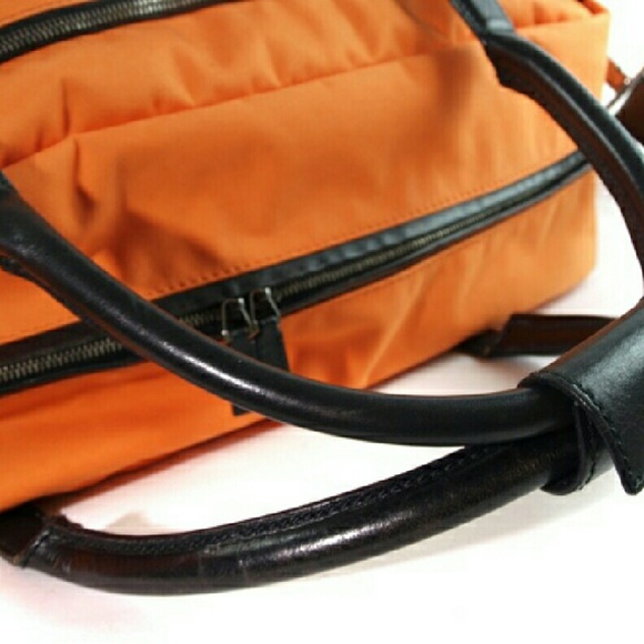 GUCII ORANGE LEATHER CANVUS BAG - Picture 3 of 4