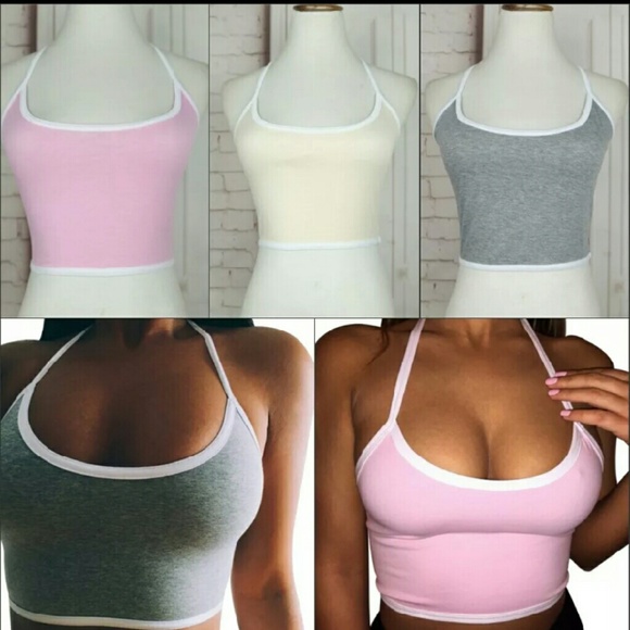 Halter crop top bundle pink, yellow, grey nwot