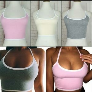 Halter crop top bundle pink, yellow, grey nwot