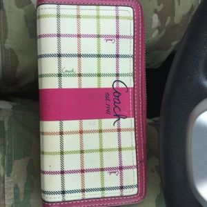 Pink plaid Coach wallet
