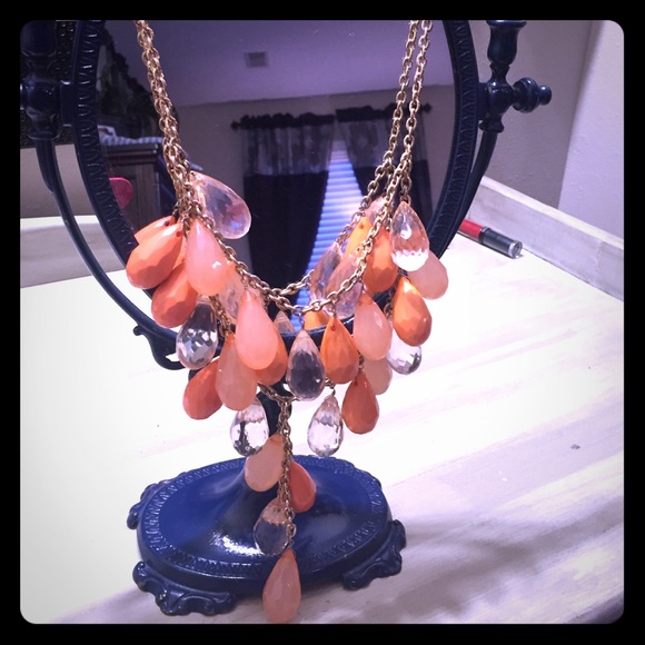 Coral beaded statement necklace