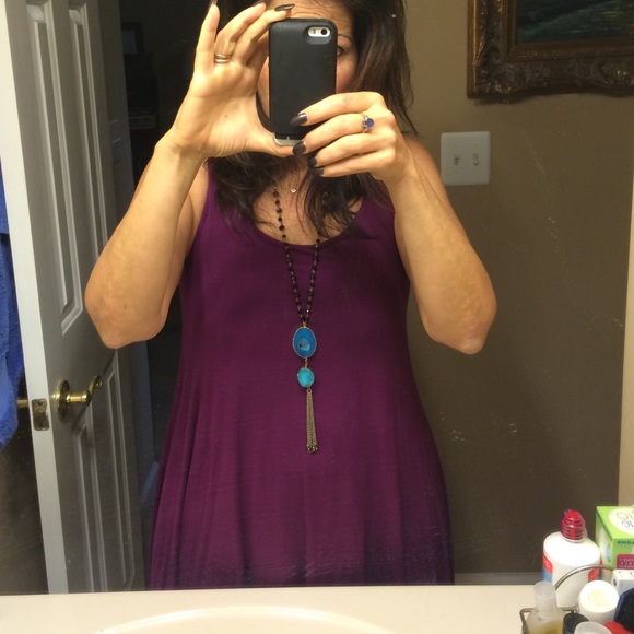 Frenzii Wine A-line swing STRETCHY tank layered
