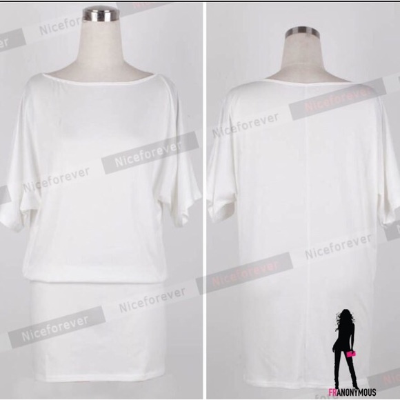 Off Shoulder White Cotton Batwing Top M L - Picture 4 of 4