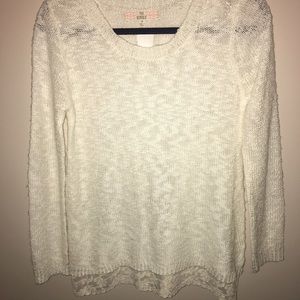 Cream Sweater with Lace Trim
