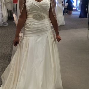David's bridal ivory wedding dress and sash