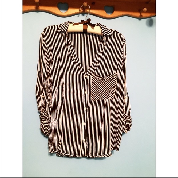 ZARA striped button down blouse