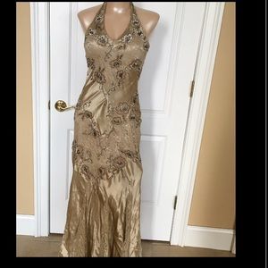 Satin and lace halter dress