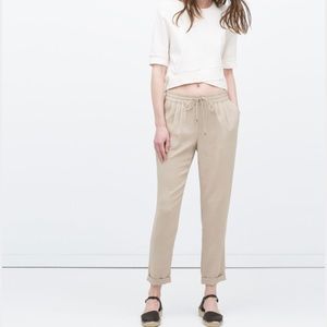 Zara | Beige Drawstring Pant | Small