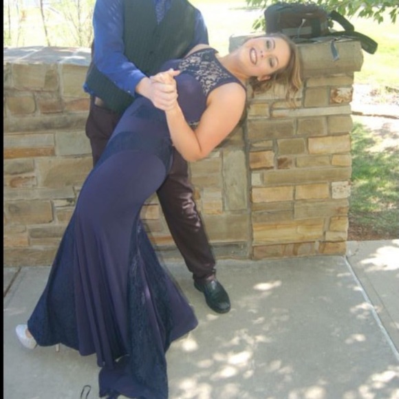 Jovani Navi Lace Ball Gowned - Picture 3 of 4