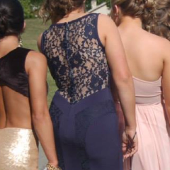 Jovani Navi Lace Ball Gowned - Picture 4 of 4