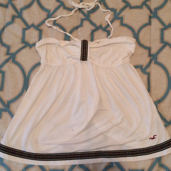 White Hollister Halter Top with Tie