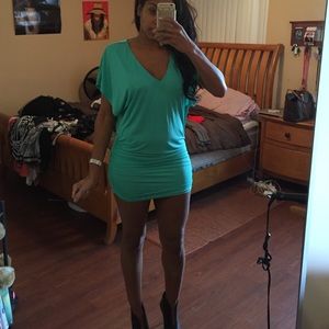 Teal green bright dress coverup