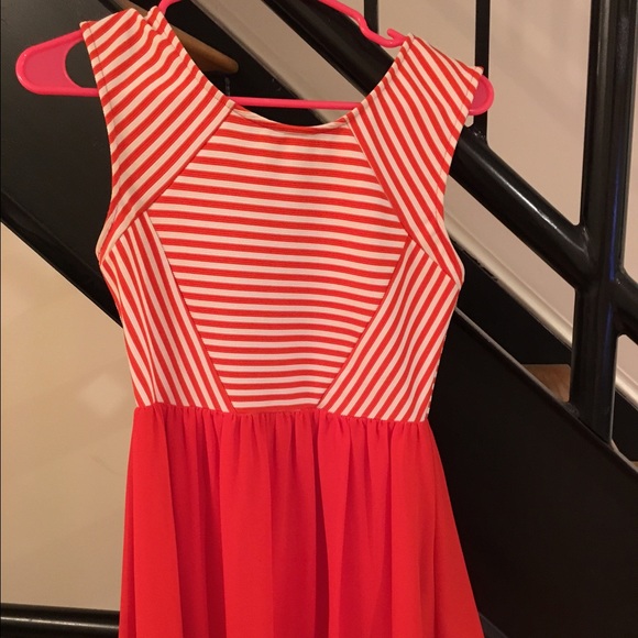 Coral & white striped dress - Picture 1 of 3
