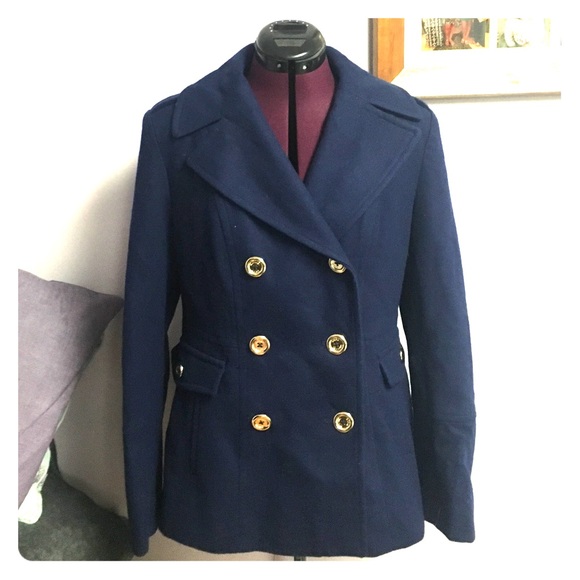 Authentic Michael Kors Blue & Gold Pea coat