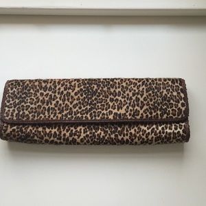 Calf skin leopard clutch
