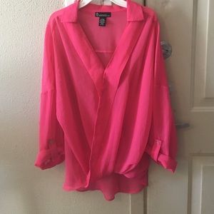Hot pink chiffon blouse