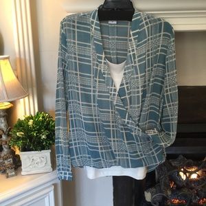 Cabi Windowpane Wrap Blouse.  Fall Sample!