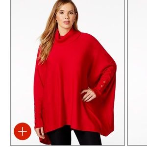 Red turtleneck poncho