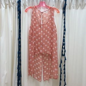 Pink polka dot high-low tank