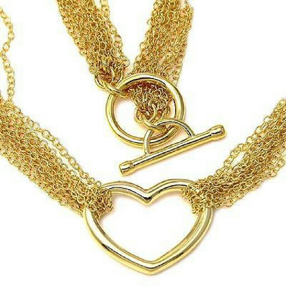 Yellow Gold Over Stainless Steel Heart Necklace - Picture 2 of 2